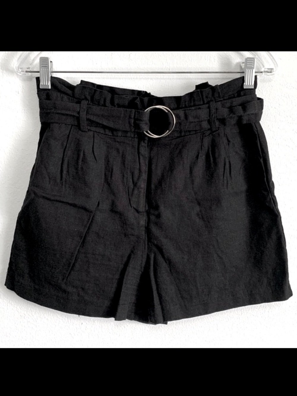 HAVE Black Linen Blend Belted Shorts